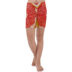 Grapefruit-fruit-background-food Kids  Lightweight Velour Capri Yoga Leggings