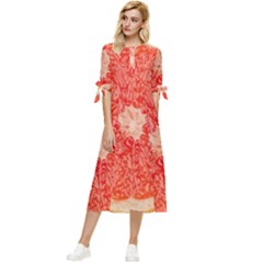 Grapefruit-fruit-background-food Bow Sleeve Chiffon Midi Dress