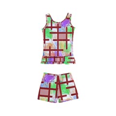 Pattern-repetition-bars-colors Kids  Boyleg Swimsuit