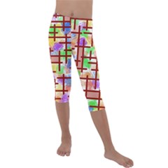 Pattern-repetition-bars-colors Kids  Lightweight Velour Capri Leggings 