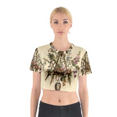 Vintage-antique-plate-china Cotton Crop Top by Maspions