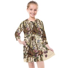 Vintage-antique-plate-china Kids  Quarter Sleeve Shirt Dress