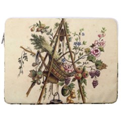 Vintage-antique-plate-china 17  Vertical Laptop Sleeve Case With Pocket