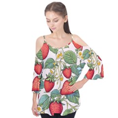 Strawberry-fruits Flutter Sleeve T-shirt 