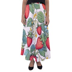 Strawberry-fruits Flared Maxi Skirt by Maspions