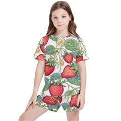 Strawberry-fruits Kids  T-shirt And Sports Shorts Set