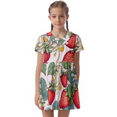 Strawberry-fruits Kids  Asymmetric Collar Dress