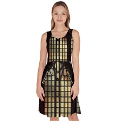 Stained Glass Window Gothic Knee Length Skater Dress With Pockets