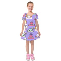 Cloud Seamless Pattern Kids  Short Sleeve Velvet Dress