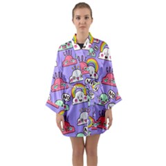 Cloud Seamless Pattern Long Sleeve Satin Kimono