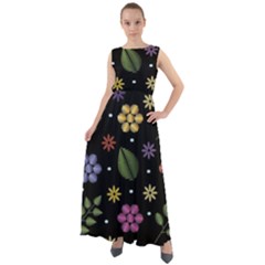 Embroidery Seamless Pattern With Flowers Chiffon Mesh Boho Maxi Dress