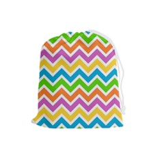 Chevron Pattern Design Texture Drawstring Pouch (large) by Apen