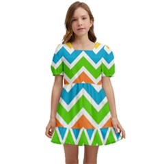 Chevron Pattern Design Texture Kids  Short Sleeve Dolly Dress