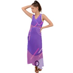 Colorful Labstract Wallpaper Theme V-neck Chiffon Maxi Dress by Apen