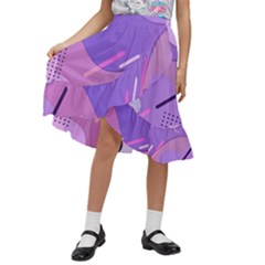 Colorful Labstract Wallpaper Theme Kids  Ruffle Flared Wrap Midi Skirt by Apen