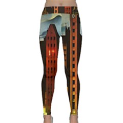 Sci-fi Futuristic Science Fiction City Neon Scene Artistic Technology Machine Fantasy Gothic Town Bu Classic Yoga Leggings