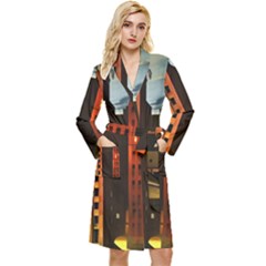 Sci-fi Futuristic Science Fiction City Neon Scene Artistic Technology Machine Fantasy Gothic Town Bu Long Sleeve Velvet Robe