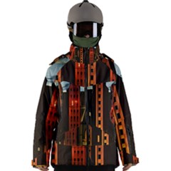 Sci-fi Futuristic Science Fiction City Neon Scene Artistic Technology Machine Fantasy Gothic Town Bu Men s Zip Ski And Snowboard Waterproof Breathable Jacket by Posterlux