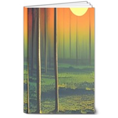 Outdoors Night Moon Full Moon Trees Setting Scene Forest Woods Light Moonlight Nature Wilderness Lan 8  X 10  Hardcover Notebook by Posterlux