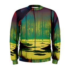 Nature Swamp Water Sunset Spooky Night Reflections Bayou Lake Men s Sweatshirt by Posterlux