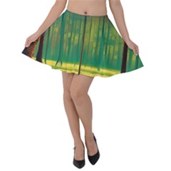 Nature Swamp Water Sunset Spooky Night Reflections Bayou Lake Velvet Skater Skirt by Posterlux