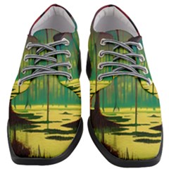 Nature Swamp Water Sunset Spooky Night Reflections Bayou Lake Women Heeled Oxford Shoes by Posterlux