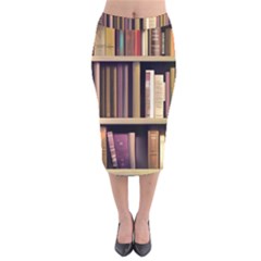 Books Bookshelves Office Fantasy Background Artwork Book Cover Apothecary Book Nook Literature Libra Velvet Midi Pencil Skirt