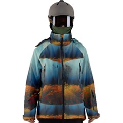 Wildflowers Field Outdoors Clouds Trees Cover Art Storm Mysterious Dream Landscape Men s Zip Ski And Snowboard Waterproof Breathable Jacket by Posterlux
