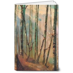 Woodland Woods Forest Trees Nature Outdoors Mist Moon Background Artwork Book 8  X 10  Softcover Notebook by Posterlux
