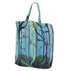 Nature Outdoors Night Trees Scene Forest Woods Light Moonlight Wilderness Stars Giant Grocery Tote by Posterlux