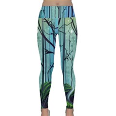 Nature Outdoors Night Trees Scene Forest Woods Light Moonlight Wilderness Stars Lightweight Velour Classic Yoga Leggings