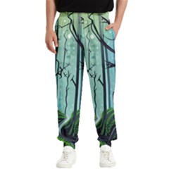 Nature Outdoors Night Trees Scene Forest Woods Light Moonlight Wilderness Stars Men s Elastic Waist Pants