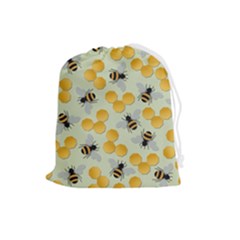 Bees Pattern Honey Bee Bug Honeycomb Honey Beehive Drawstring Pouch (large)