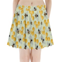 Bees Pattern Honey Bee Bug Honeycomb Honey Beehive Pleated Mini Skirt by Bedest