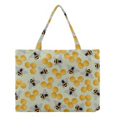 Bees Pattern Honey Bee Bug Honeycomb Honey Beehive Medium Tote Bag by Bedest