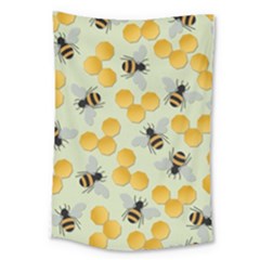 Bees Pattern Honey Bee Bug Honeycomb Honey Beehive Large Tapestry by Bedest