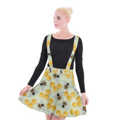 Bees Pattern Honey Bee Bug Honeycomb Honey Beehive Suspender Skater Skirt