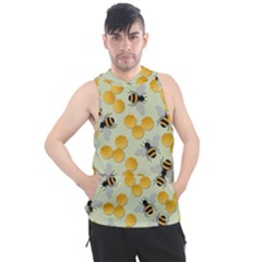 Bees Pattern Honey Bee Bug Honeycomb Honey Beehive Men s Sleeveless Hoodie