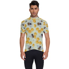 Bees Pattern Honey Bee Bug Honeycomb Honey Beehive Men s Short Sleeve Cycling Jersey