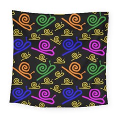 Pattern Repetition Snail Blue Square Tapestry (large)