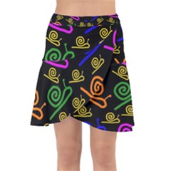 Pattern Repetition Snail Blue Wrap Front Skirt