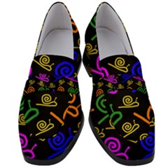 Pattern Repetition Snail Blue Women s Chunky Heel Loafers by Maspions