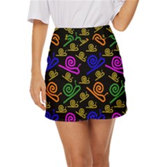 Pattern Repetition Snail Blue Mini Front Wrap Skirt