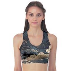 Starry Sky Moon Space Cosmic Galaxy Nature Art Clouds Art Nouveau Abstract Fitness Sports Bra by Posterlux