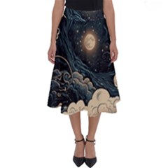Starry Sky Moon Space Cosmic Galaxy Nature Art Clouds Art Nouveau Abstract Perfect Length Midi Skirt by Posterlux