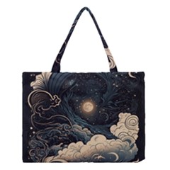 Starry Sky Moon Space Cosmic Galaxy Nature Art Clouds Art Nouveau Abstract Medium Tote Bag by Posterlux