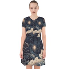 Starry Sky Moon Space Cosmic Galaxy Nature Art Clouds Art Nouveau Abstract Adorable In Chiffon Dress by Posterlux