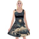 Starry Sky Moon Space Cosmic Galaxy Nature Art Clouds Art Nouveau Abstract Reversible Velvet Sleeveless Dress View1