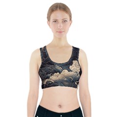 Starry Sky Moon Space Cosmic Galaxy Nature Art Clouds Art Nouveau Abstract Sports Bra With Pocket by Posterlux