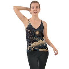 Starry Sky Moon Space Cosmic Galaxy Nature Art Clouds Art Nouveau Abstract Chiffon Cami by Posterlux